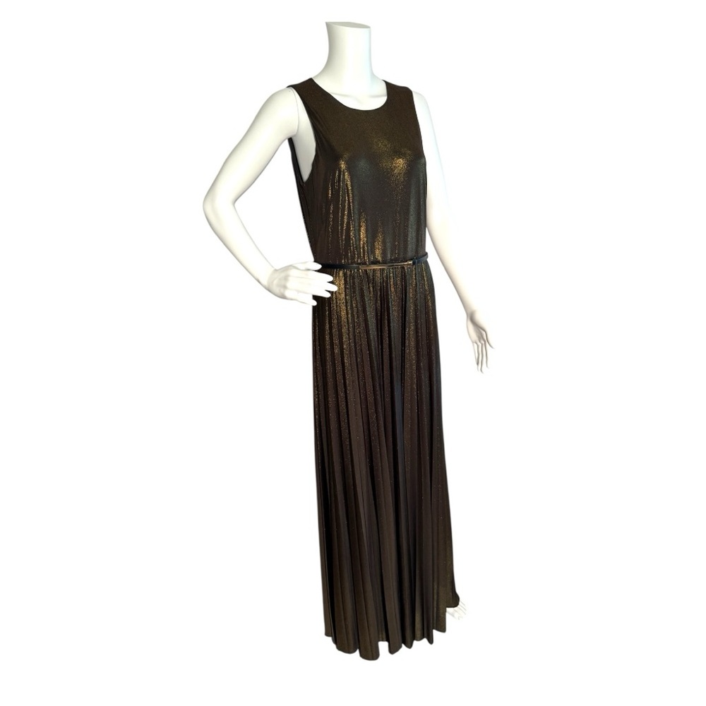 Donna Morgan Metallic Gold Maxi Dress - Size 10